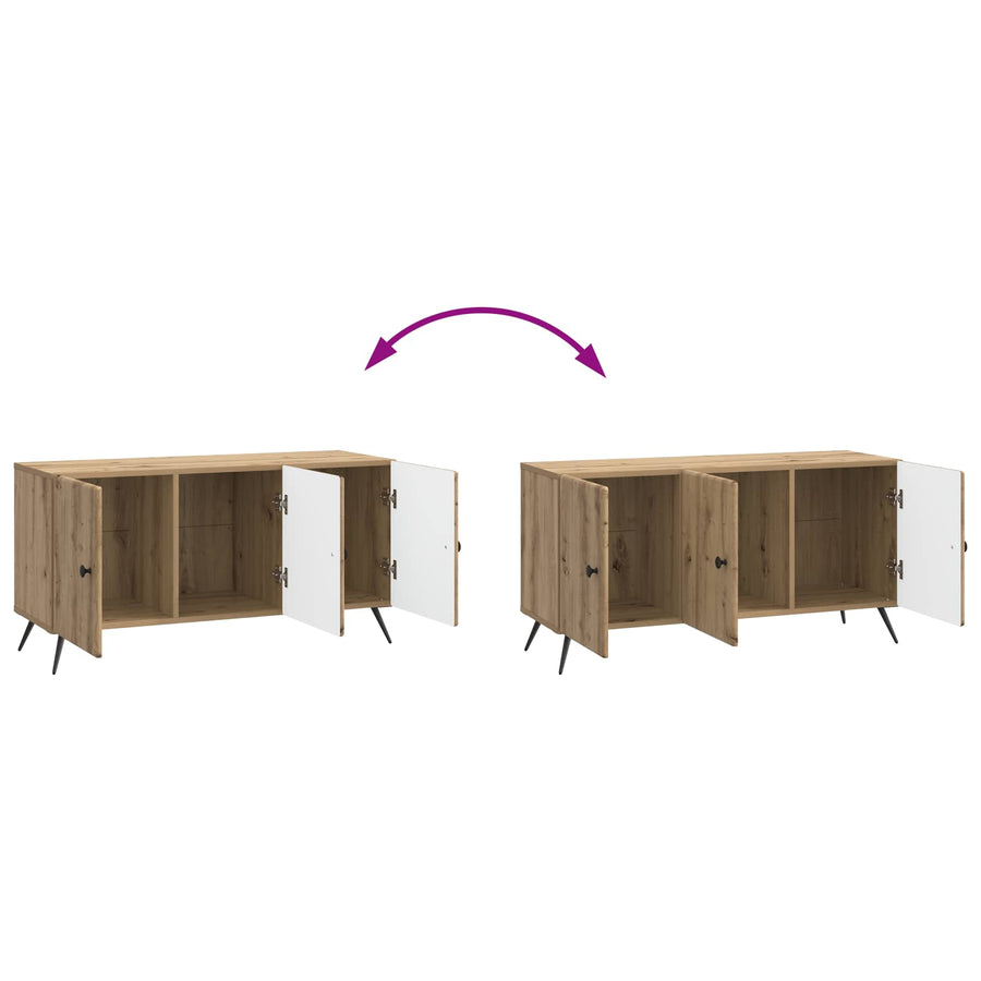 TV-kast Artisanaal eiken 99 x 34,5 x 50 cm Bewerkt hout