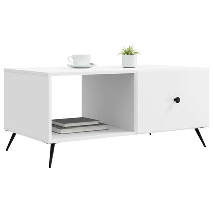 Salontafel Wit 90 x 50 x 40 cm Bewerkt hout