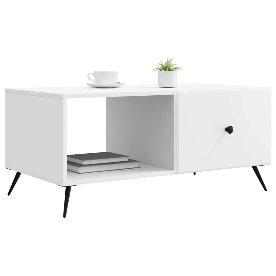 Salontafel Wit 90 x 50 x 40 cm Bewerkt hout