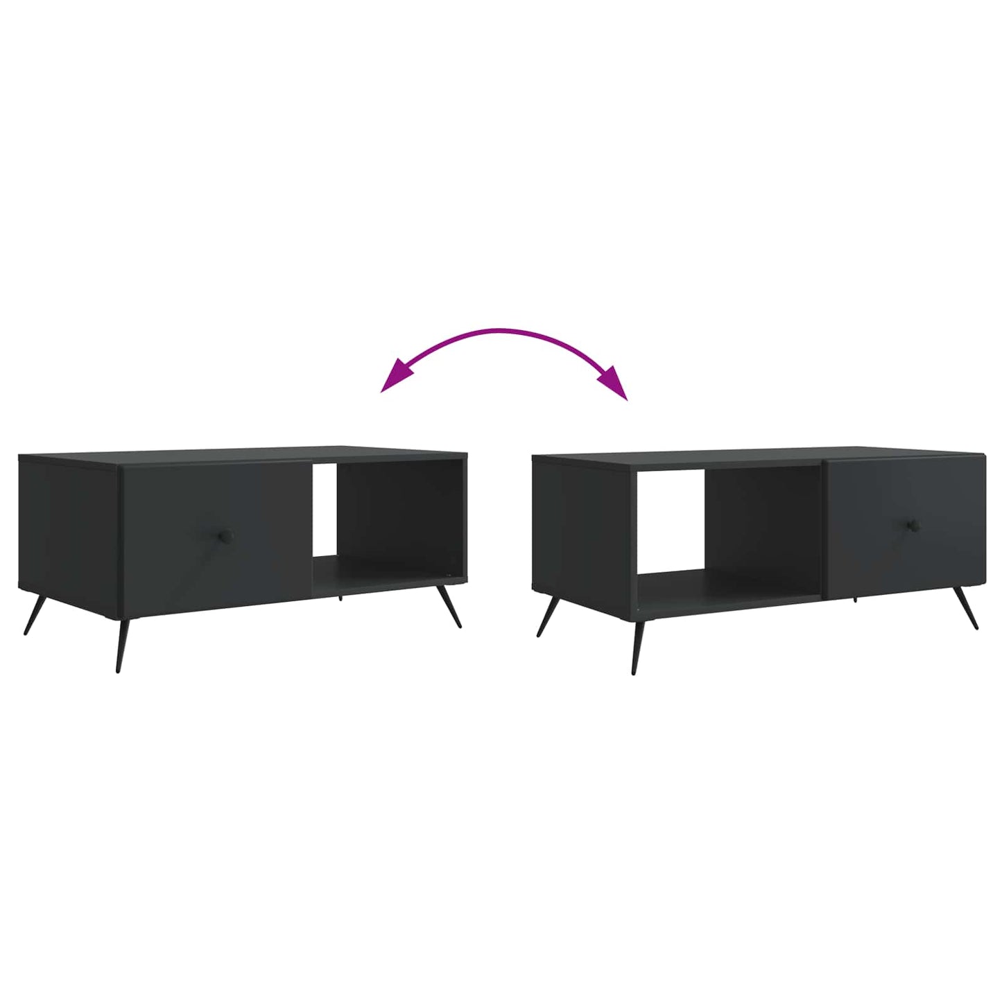 Salontafel Zwart 90 x 50 x 40 cm Bewerkt hout