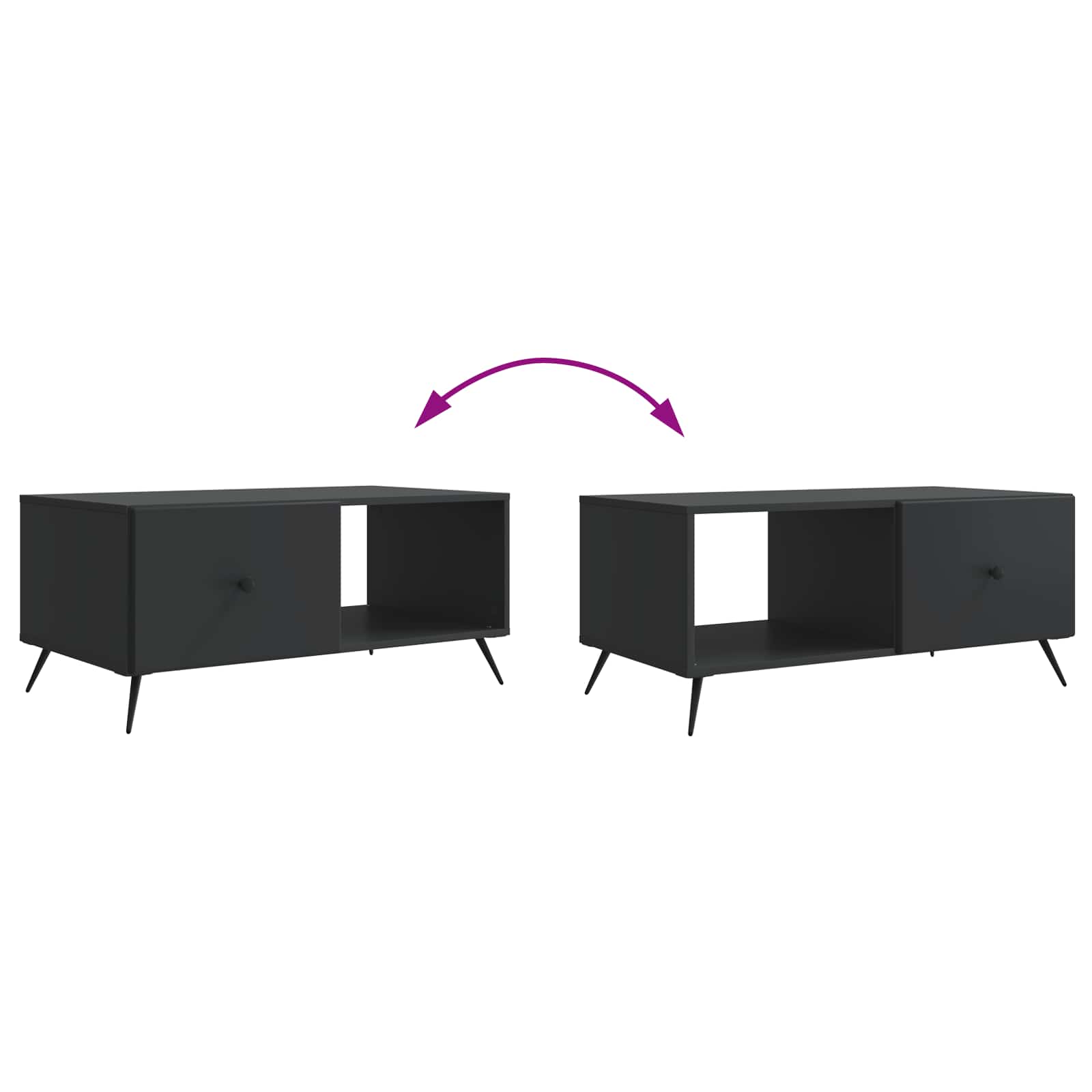 Salontafel Zwart 90 x 50 x 40 cm Bewerkt hout