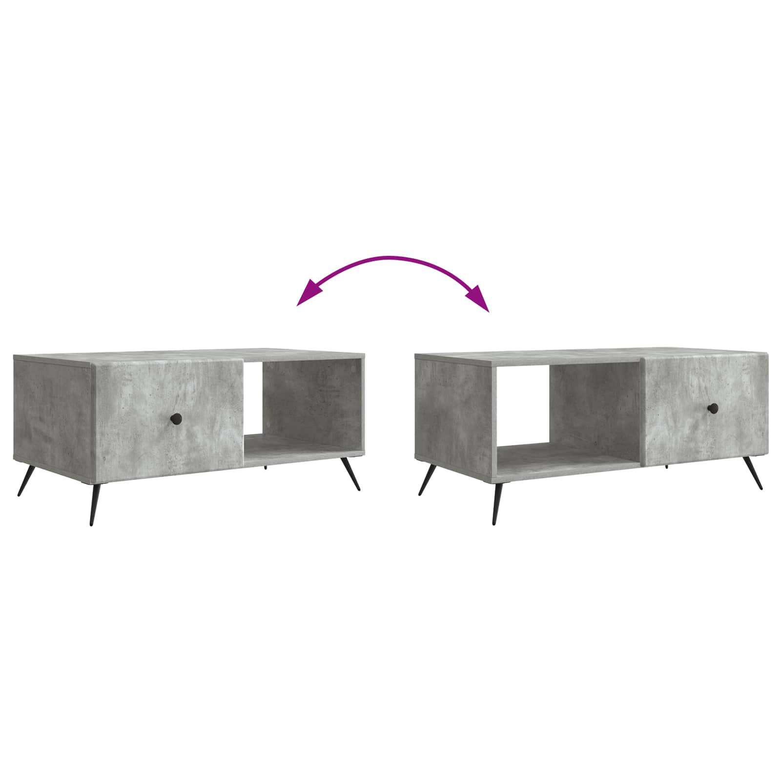 Salontafel Betongrijs 90 x 50 x 40 cm Bewerkt hout