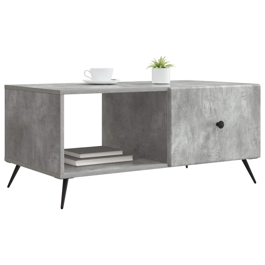 Salontafel Betongrijs 90 x 50 x 40 cm Bewerkt hout