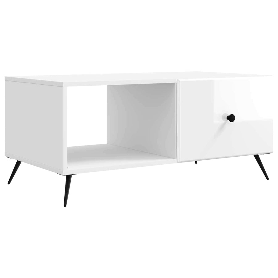 Salontafel Hoogglans Wit 90 x 50 x 40 cm Bewerkt hout