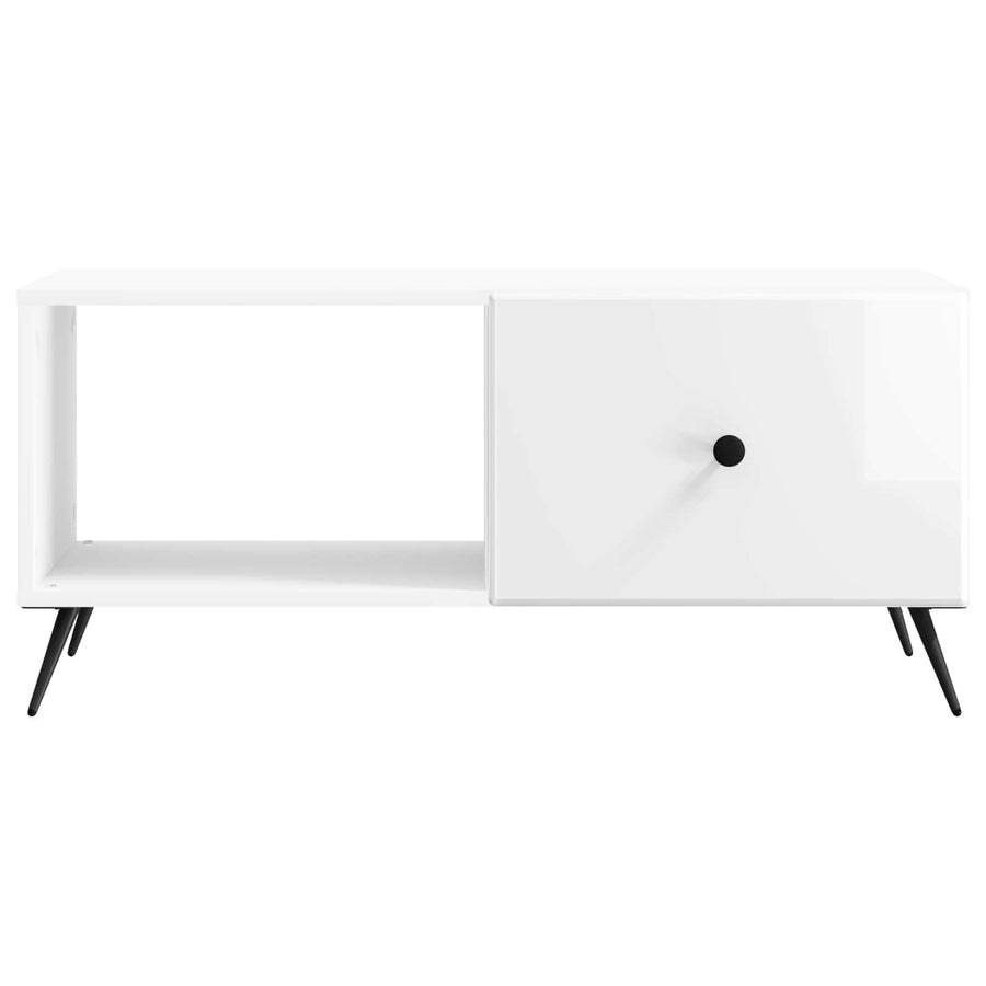 Salontafel Hoogglans Wit 90 x 50 x 40 cm Bewerkt hout