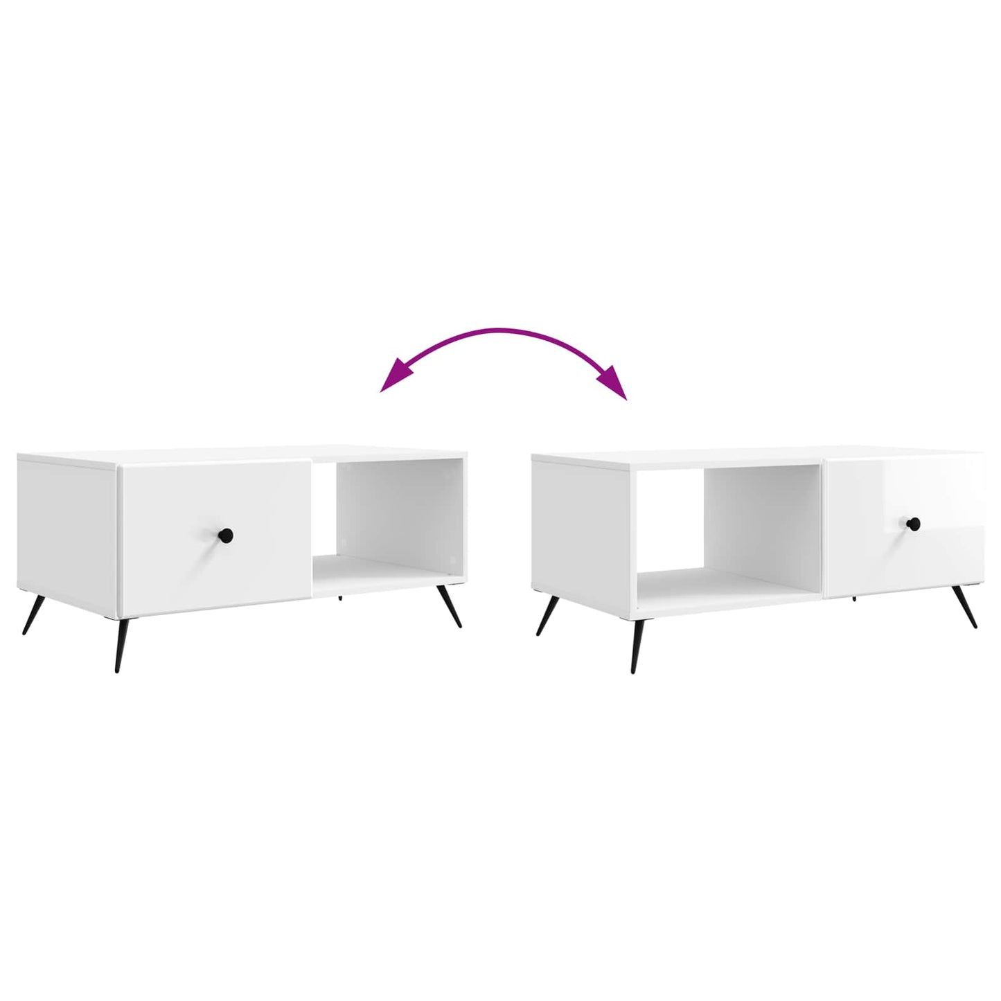 Salontafel Hoogglans Wit 90 x 50 x 40 cm Bewerkt hout