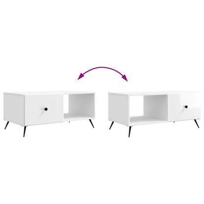 Salontafel Hoogglans Wit 90 x 50 x 40 cm Bewerkt hout