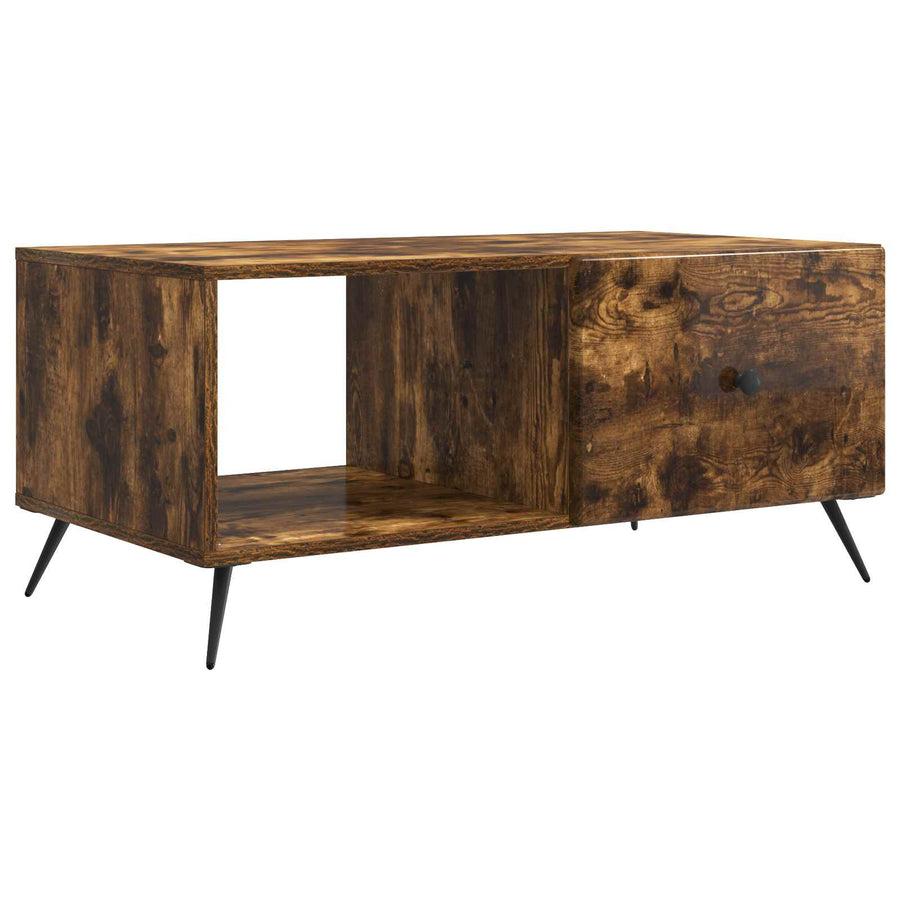 Salontafel Gerookt eiken 90 x 50 x 40 cm Bewerkt hout