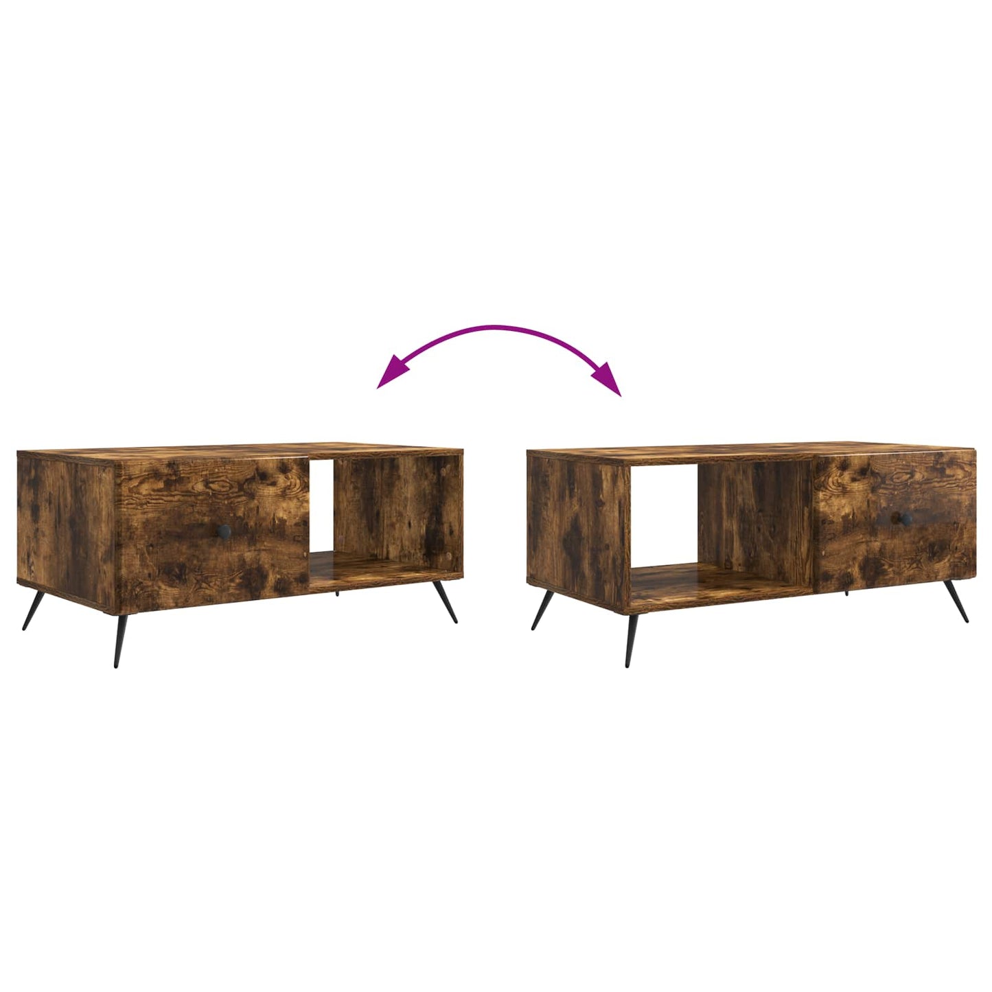 Salontafel Gerookt eiken 90 x 50 x 40 cm Bewerkt hout