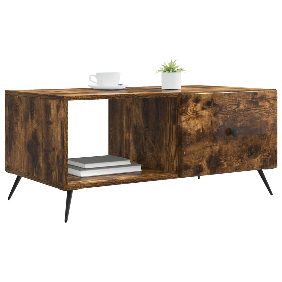 Salontafel Gerookt eiken 90 x 50 x 40 cm Bewerkt hout