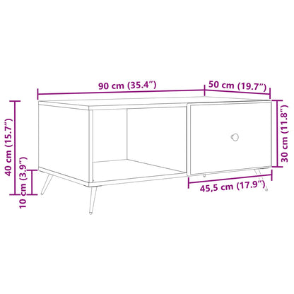 Salontafel Gerookt eiken 90 x 50 x 40 cm Bewerkt hout