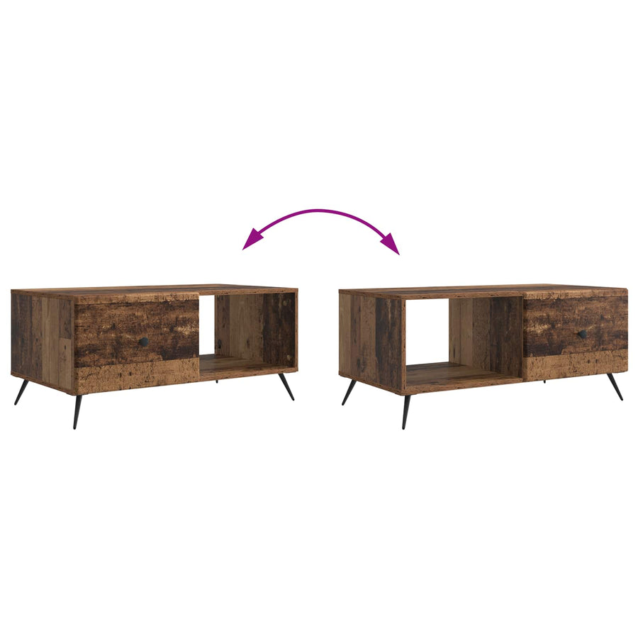 Salontafel Oud hout 90 x 50 x 40 cm Bewerkt hout
