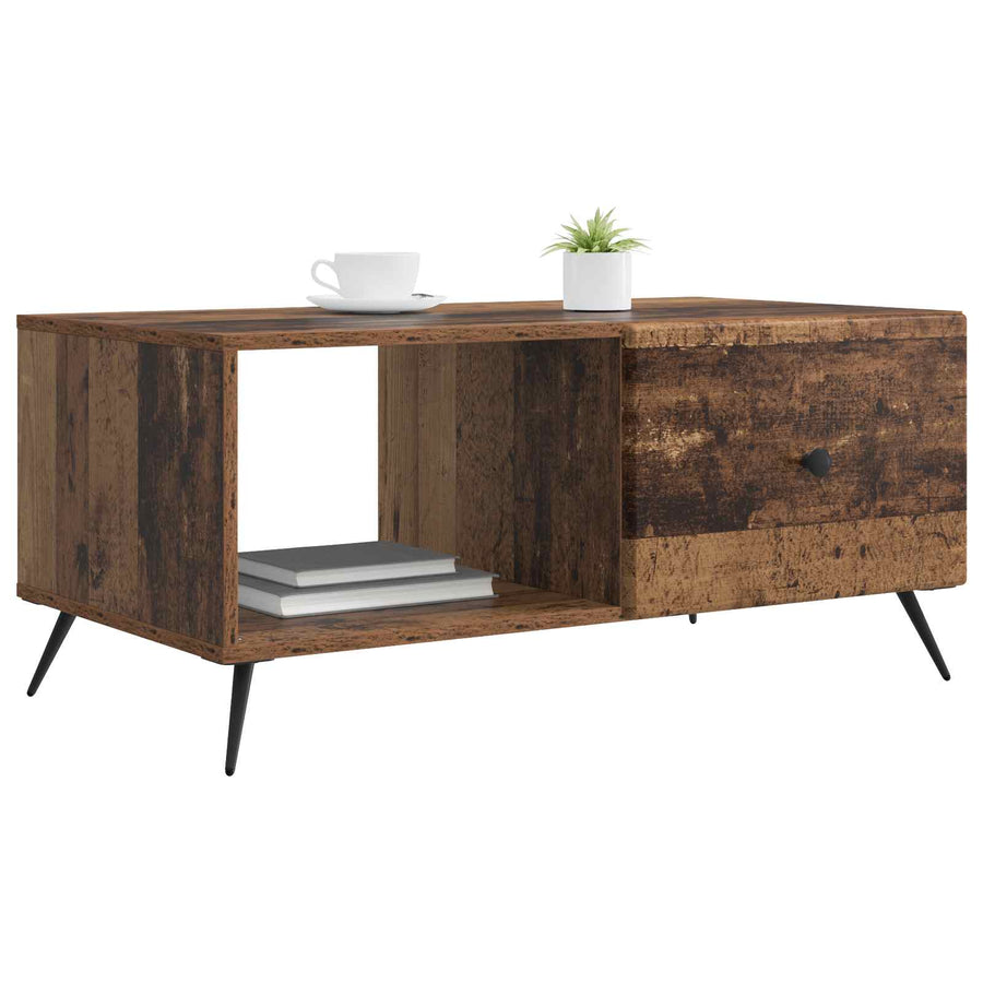 Salontafel Oud hout 90 x 50 x 40 cm Bewerkt hout