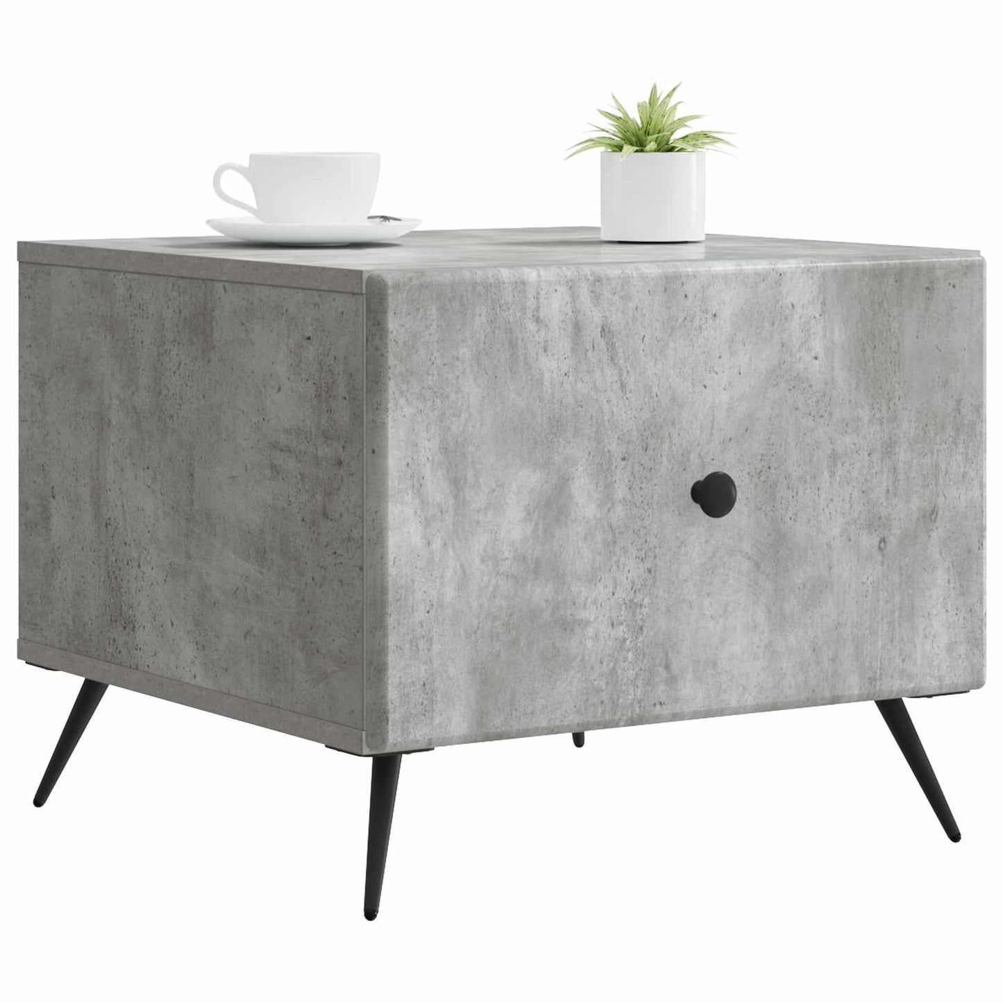 Salontafel met lade Betongrijs 49 x 50 x 40 cm Bewerkt hout