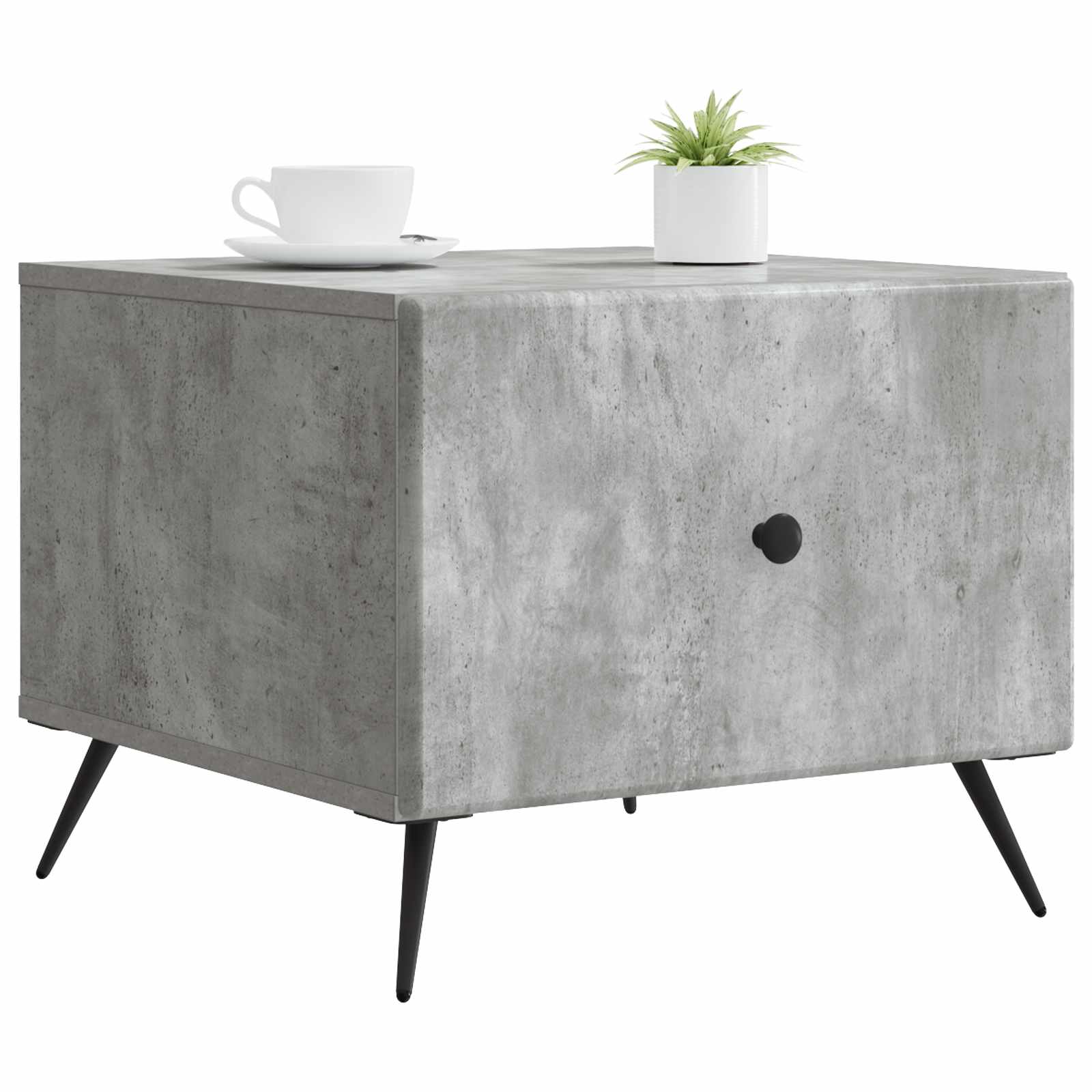 Salontafel met lade Betongrijs 49 x 50 x 40 cm Bewerkt hout