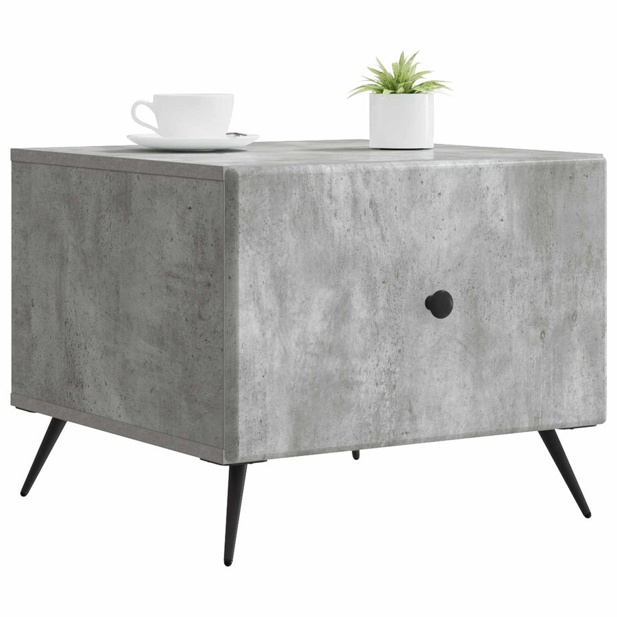 Salontafel met lade Betongrijs 49 x 50 x 40 cm Bewerkt hout