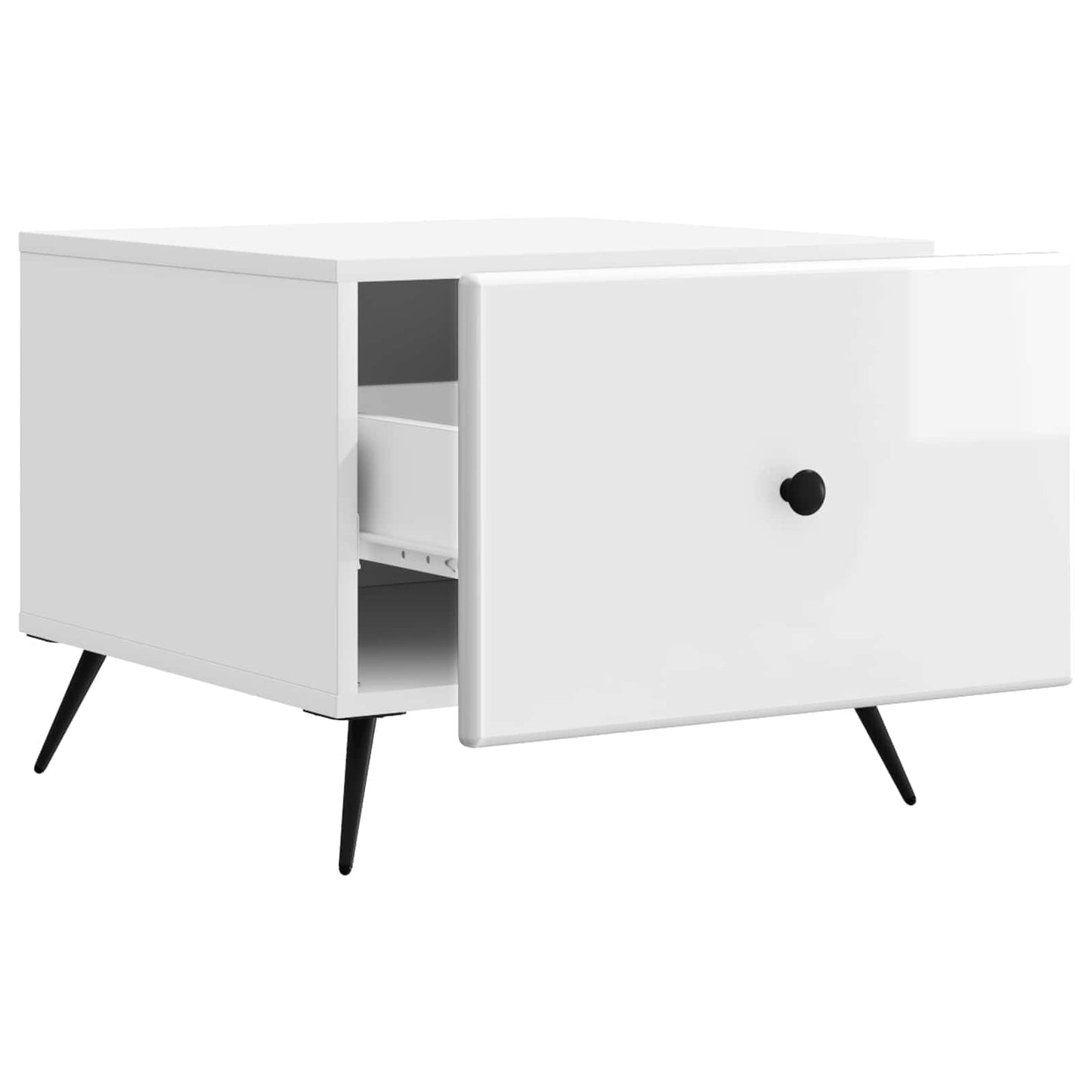Salontafel met lade Hoogglans Wit 49 x 50 x 40 cm Bewerkt hout