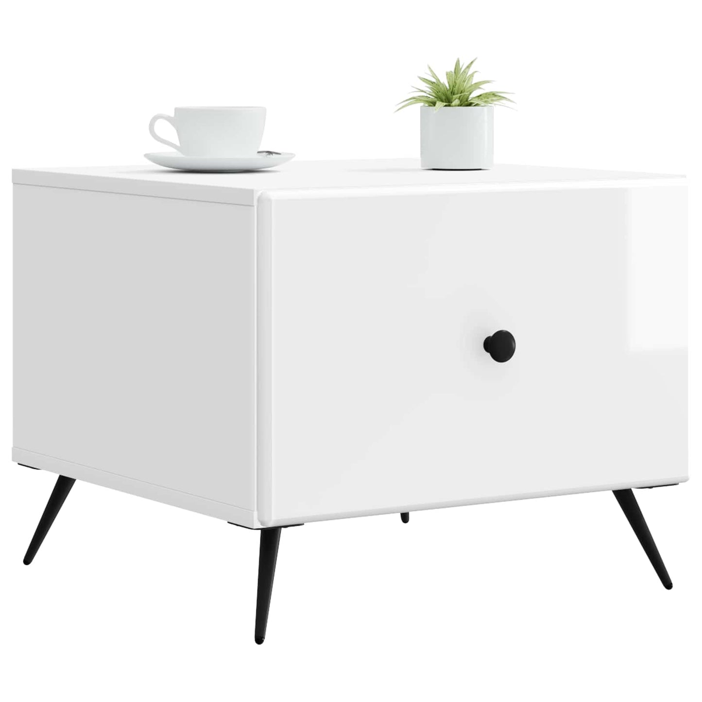 Salontafel met lade Hoogglans Wit 49 x 50 x 40 cm Bewerkt hout