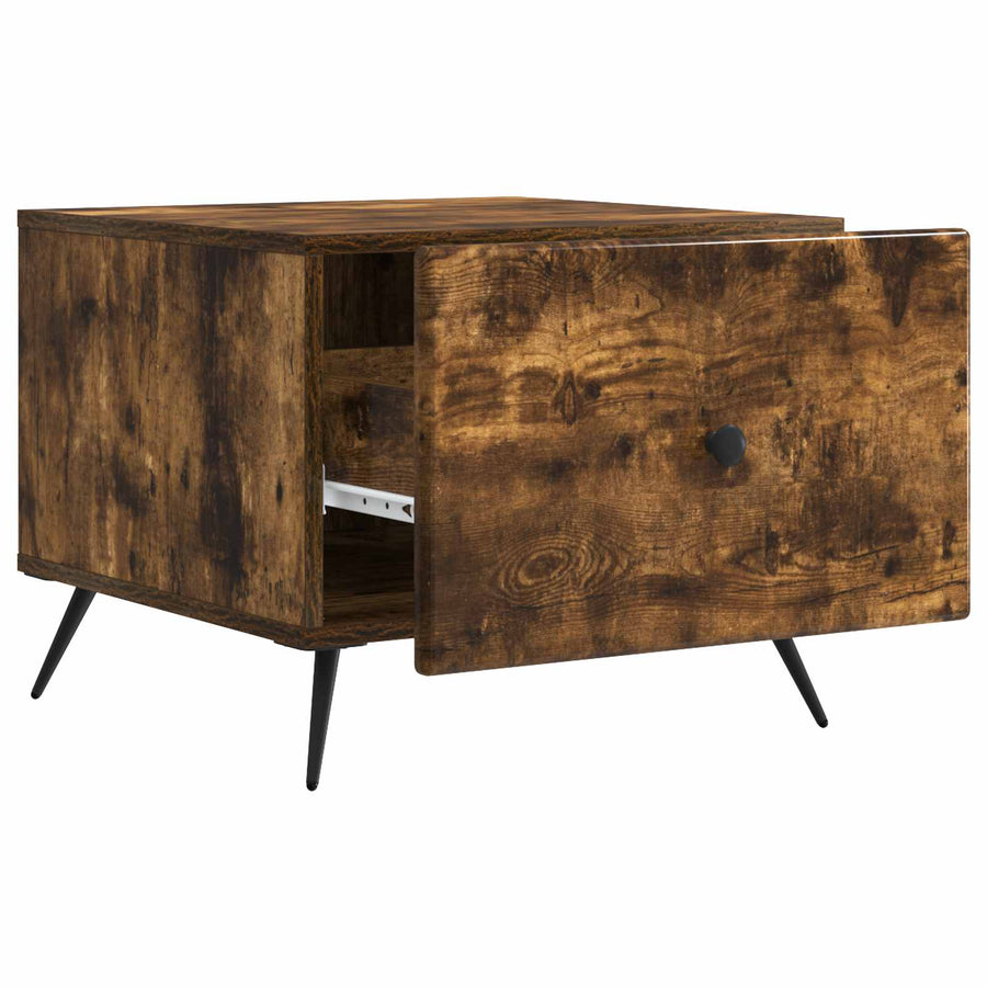 Salontafel met lade Gerookt eiken 49 x 50 x 40 cm Bewerkt hout
