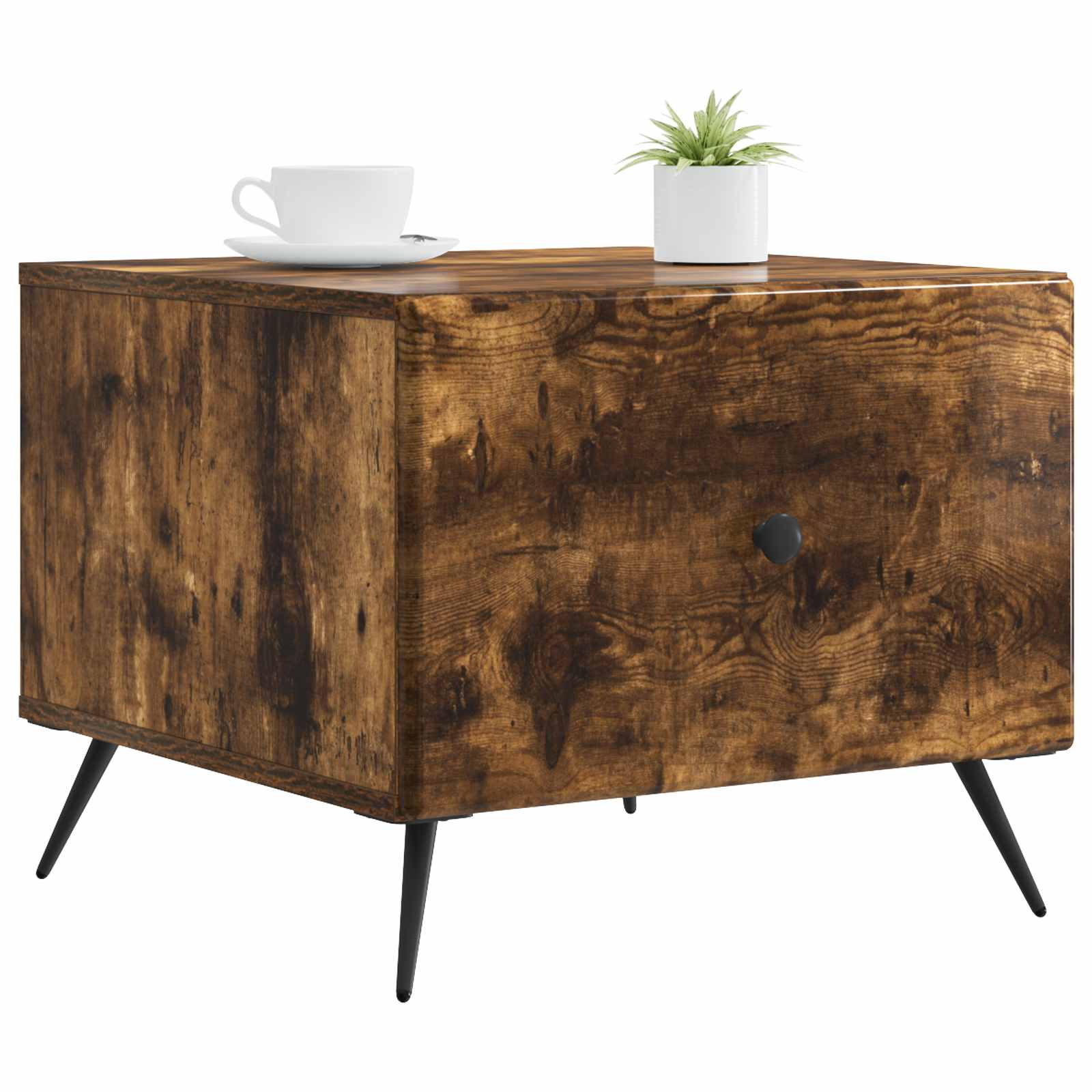 Salontafel met lade Gerookt eiken 49 x 50 x 40 cm Bewerkt hout