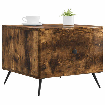 Salontafel met lade Gerookt eiken 49 x 50 x 40 cm Bewerkt hout