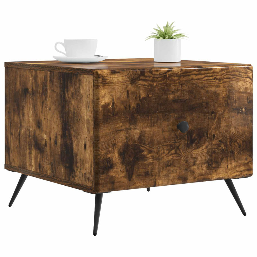 Salontafel met lade Gerookt eiken 49 x 50 x 40 cm Bewerkt hout