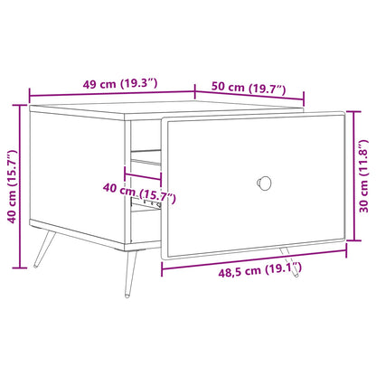 Salontafel met lade Gerookt eiken 49 x 50 x 40 cm Bewerkt hout