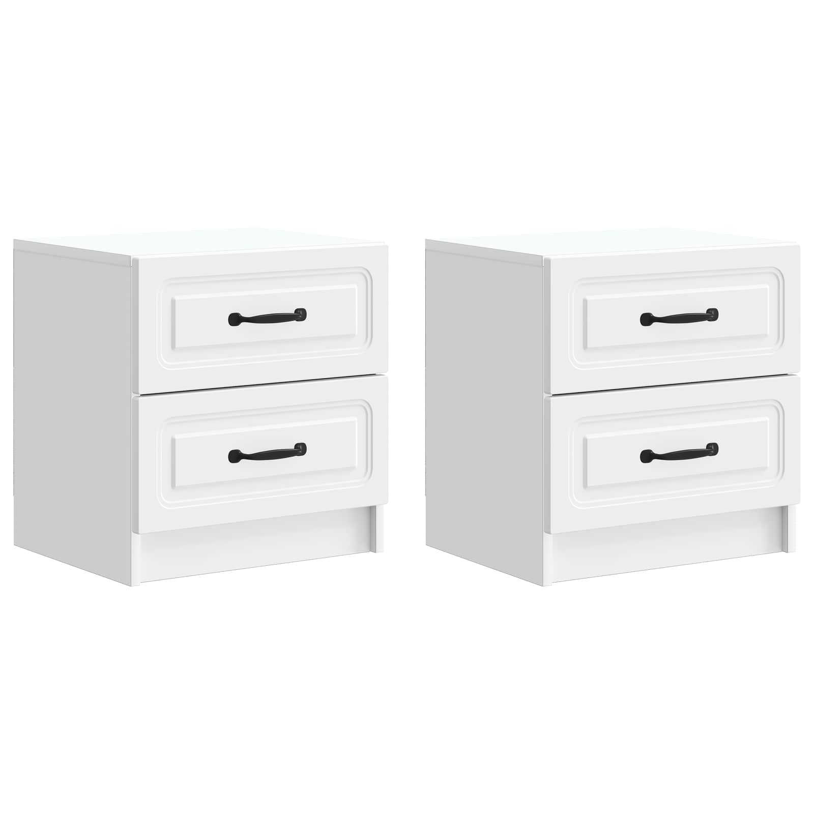 Nachtkastje met lade 2 pcs Wit 43 x 34,5 x 44,5 cm Bewerkt hout