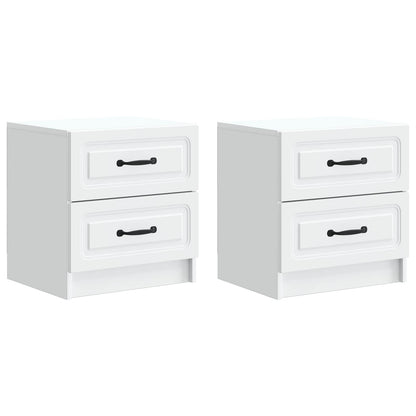 Nachtkastje met lade 2 pcs Wit 43 x 34,5 x 44,5 cm Bewerkt hout