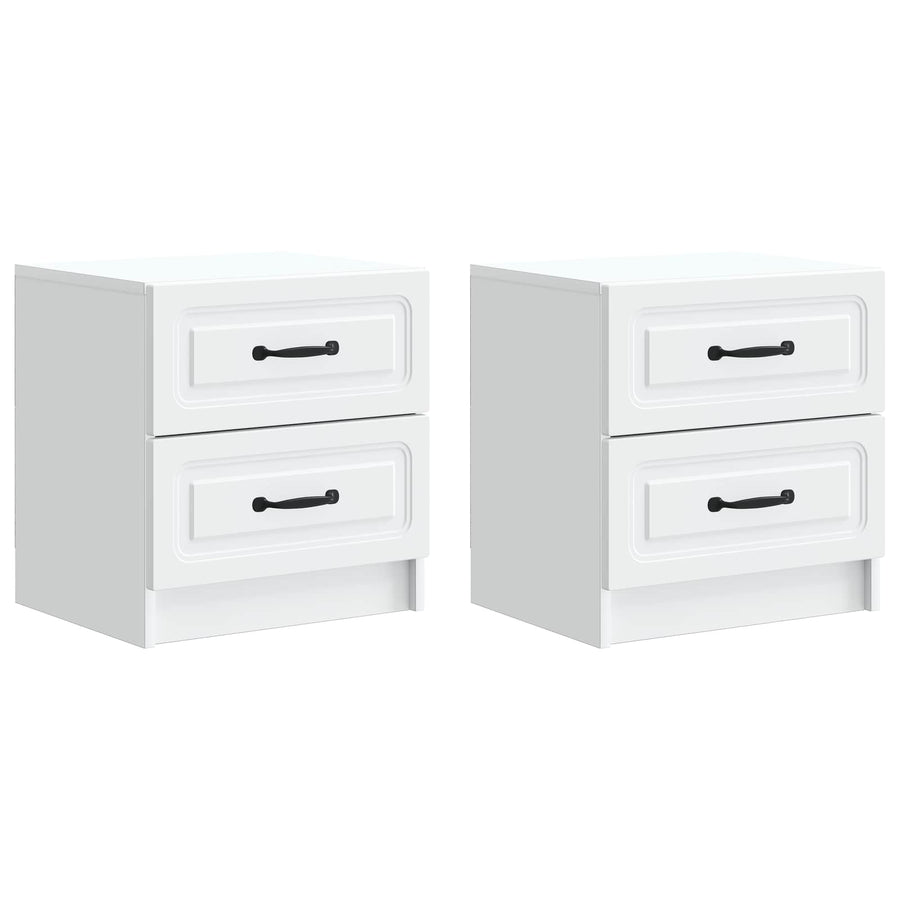 Nachtkastje met lade 2 pcs Wit 43 x 34,5 x 44,5 cm Bewerkt hout