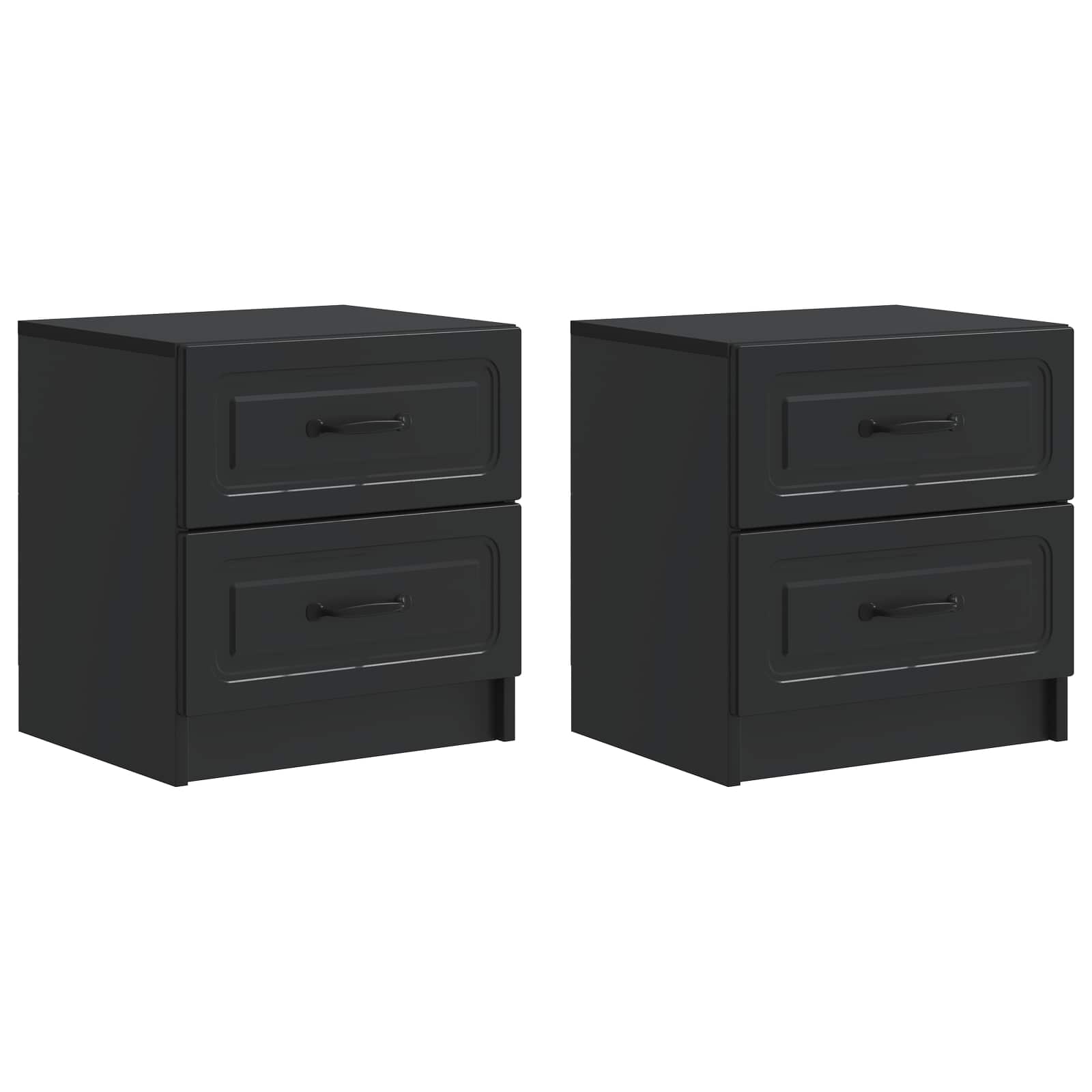 Nachtkastje 2 pcs Zwart 43 x 34,5 x 44,5 cm Bewerkt hout