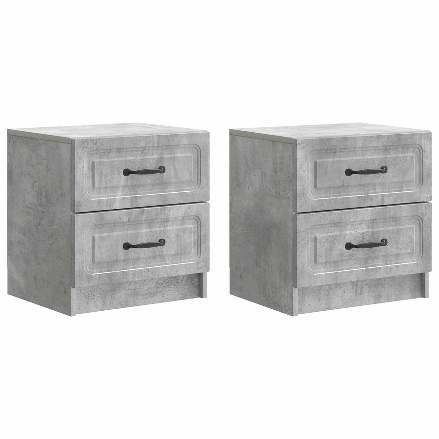 Nachtkastje 2 pcs Betongrijs 43 x 34,5 x 44,5 cm Bewerkt hout