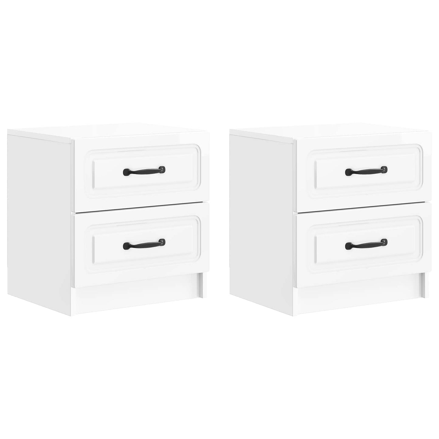Nachtkastje met lade 2 pcs Hoogglans Wit 43 x 34,5 x 44,5 cm