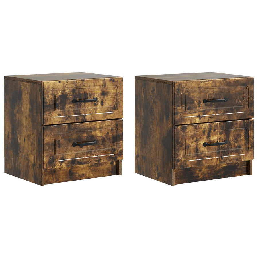 Nachtkastje met lade 2 pcs Gerookt eiken 43 x 34,5 x 44,5 cm