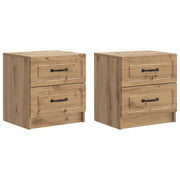 Nachtkastje 2 stuks Artisanaal eiken 43x34,5x44,5 cm