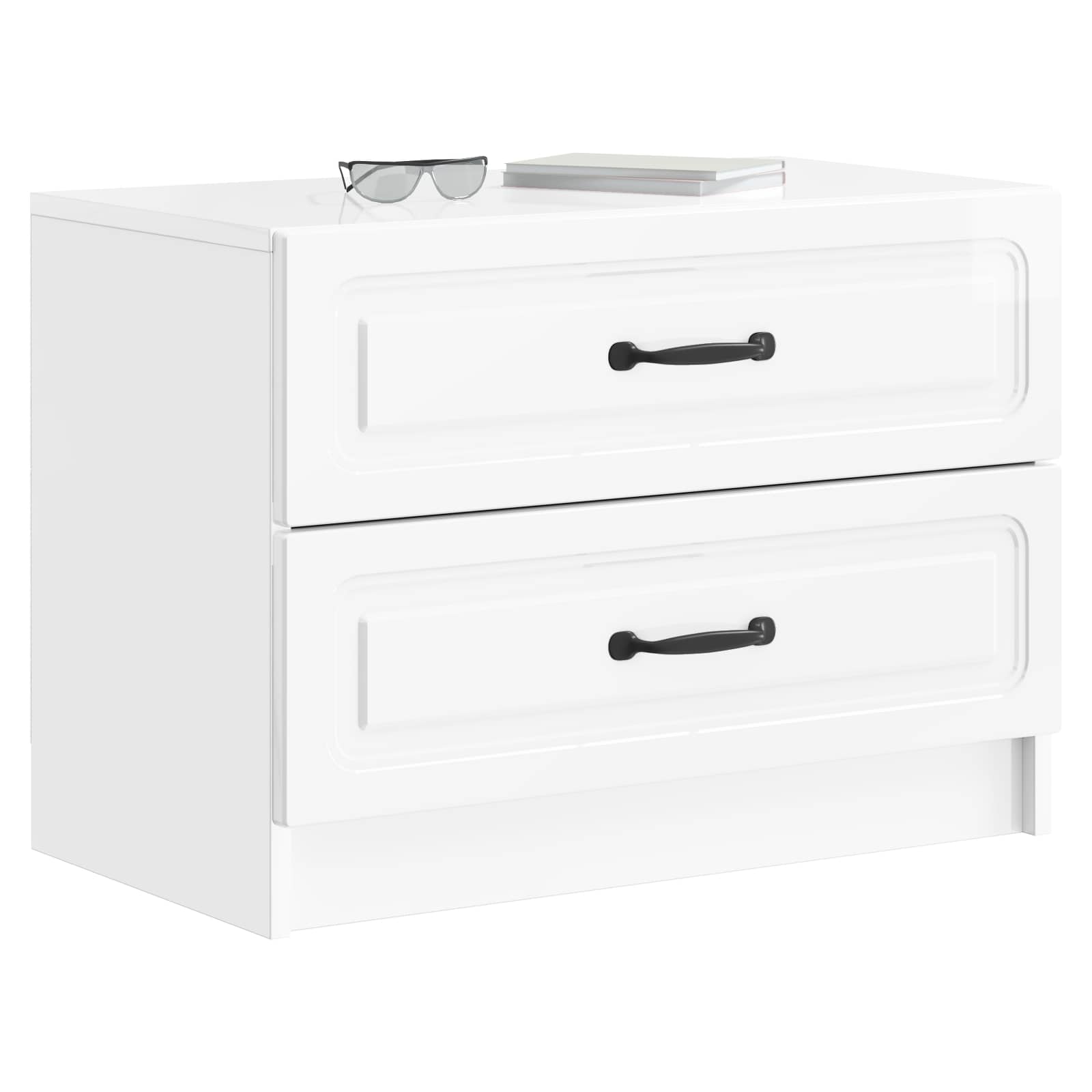Nachtkastje Hoogglans Wit 62 x 34,5 x 44,5 cm Bewerkt hout