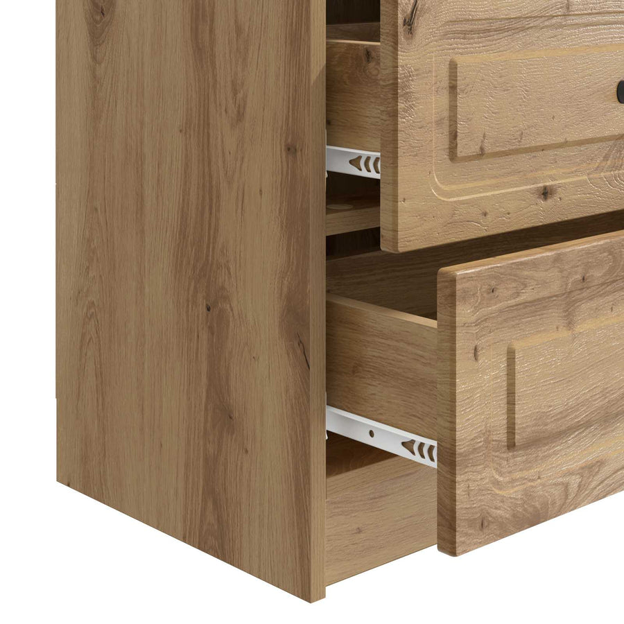 Nachtkastje Artisanaal eiken 62 x 34,5 x 44,5 cm Bewerkt hout