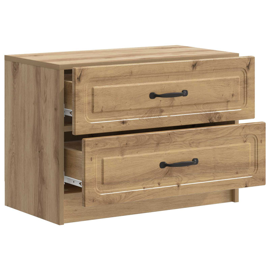 Nachtkastje Artisanaal eiken 62 x 34,5 x 44,5 cm Bewerkt hout