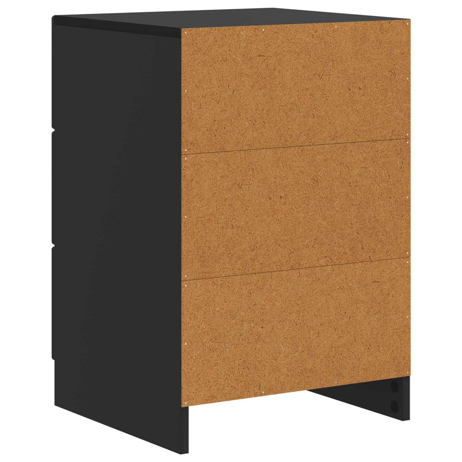 Nachtkastje met lade Zwart 43 x 41 x 63,5 cm Bewerkt hout