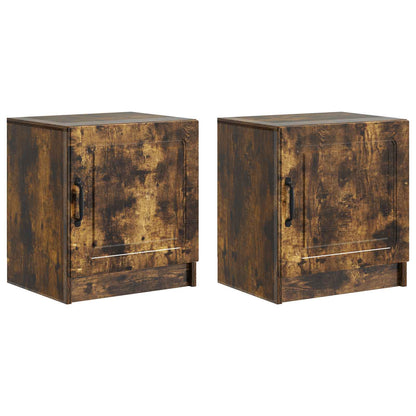 Nachtkastje 2 pcs Gerookt eiken 43 x 34,5 x 47 cm Bewerkt hout
