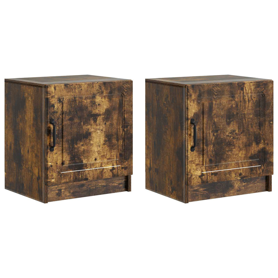 Nachtkastje 2 pcs Gerookt eiken 43 x 34,5 x 47 cm Bewerkt hout
