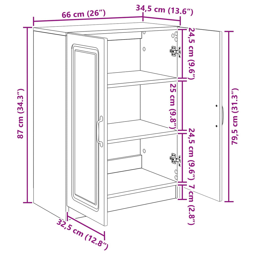 Dressoir Zwart 66 x 34,5 x 87 cm Bewerkt hout