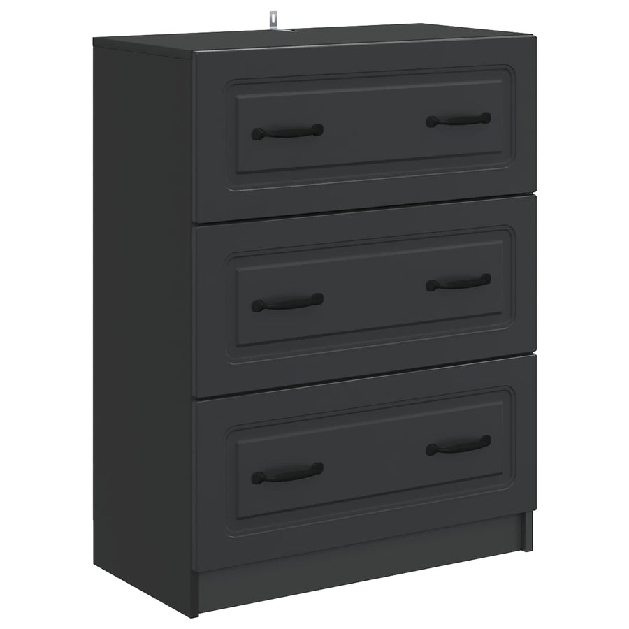 Ladenkast Zwart 66 x 34,5 x 87 cm Bewerkt hout