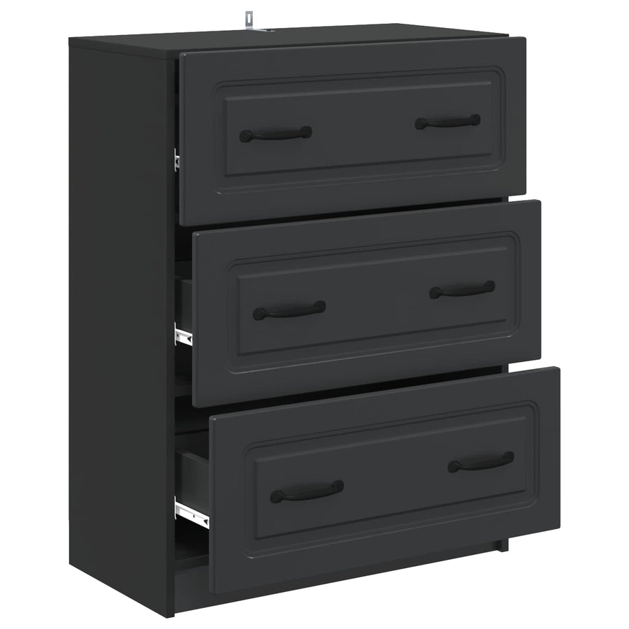Ladenkast Zwart 66 x 34,5 x 87 cm Bewerkt hout