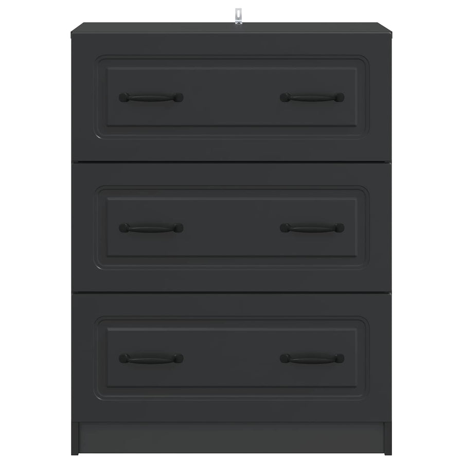 Ladenkast Zwart 66 x 34,5 x 87 cm Bewerkt hout