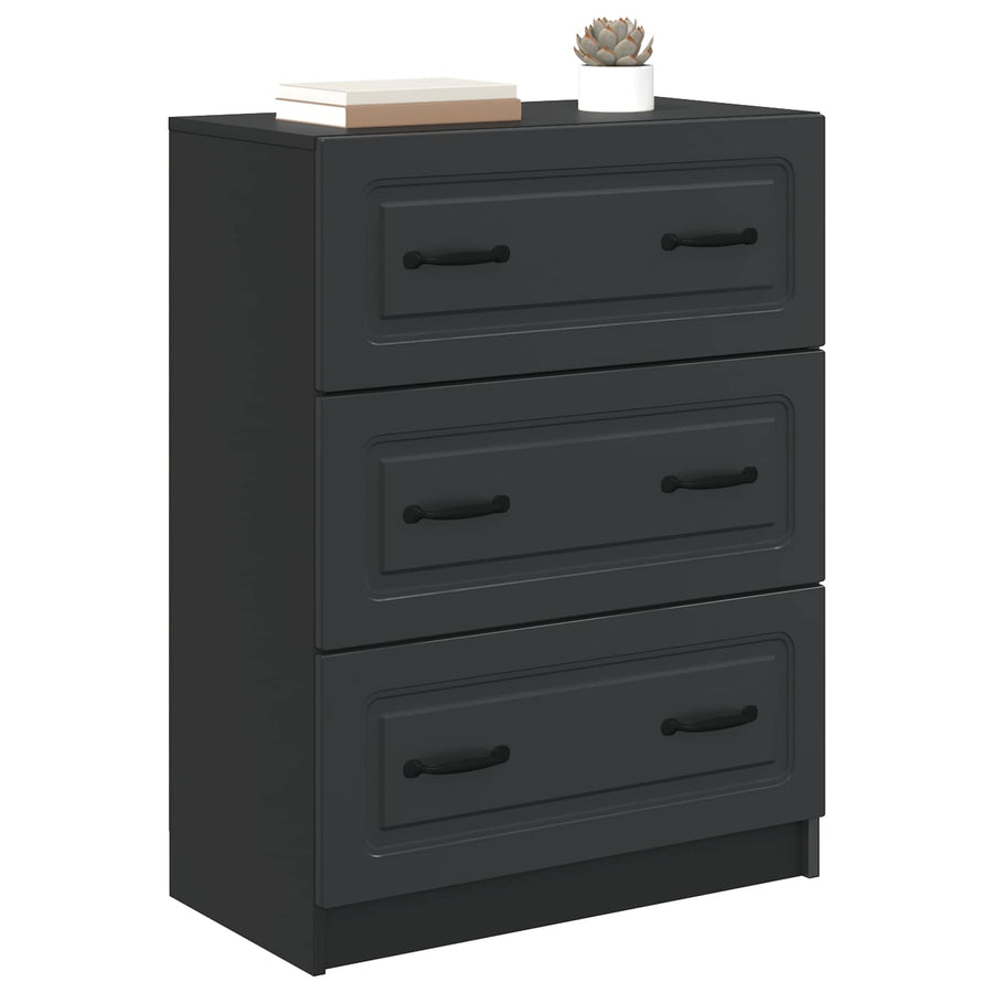 Ladenkast Zwart 66 x 34,5 x 87 cm Bewerkt hout