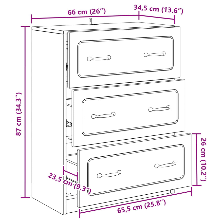 Ladenkast Gerookt eiken 66 x 34,5 x 87 cm Bewerkt hout