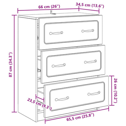 Ladenkast Artisanaal eiken 66 x 34,5 x 87 cm Bewerkt hout