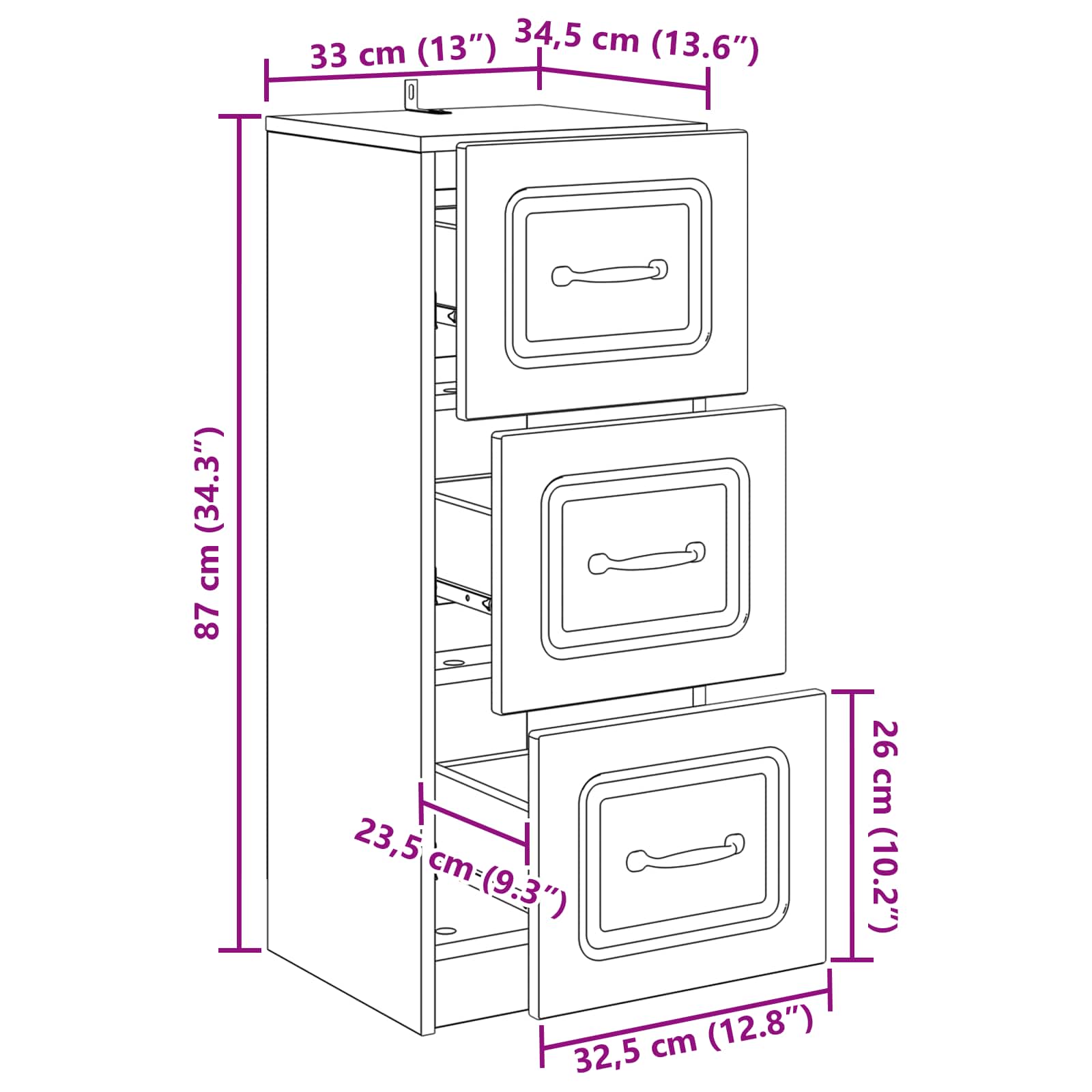 Ladenkast Artisanaal eiken 33 x 34,5 x 87 cm Bewerkt hout