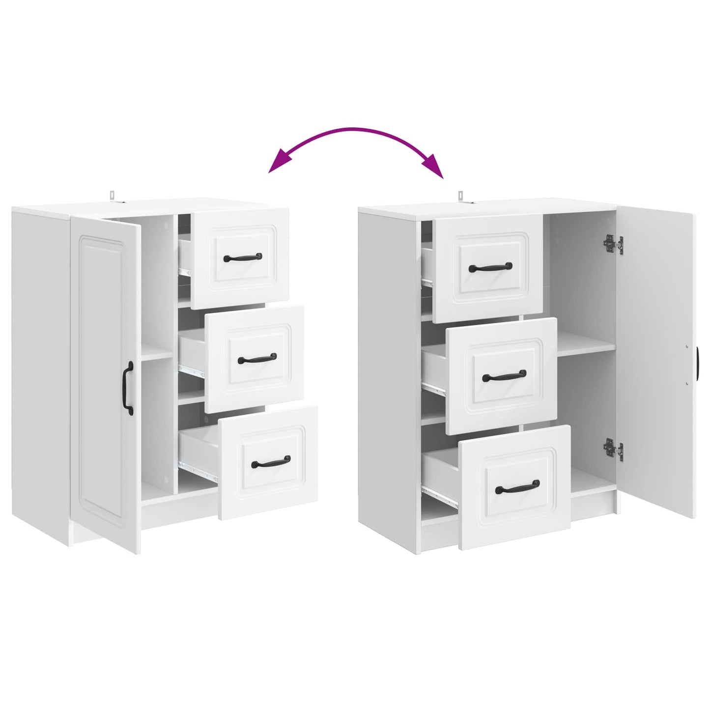 Dressoir met lade Wit 66 x 34,5 x 87 cm Bewerkt hout